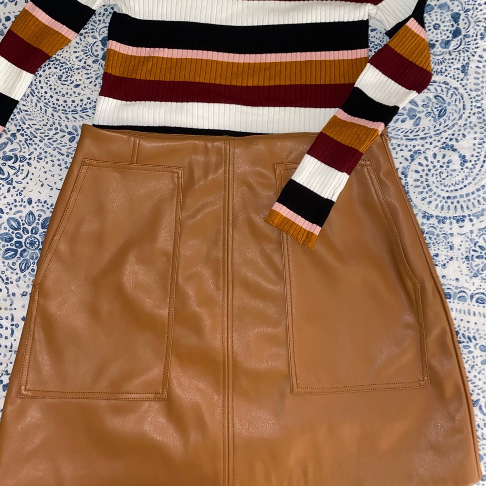 Brown Leather Skirt H&M